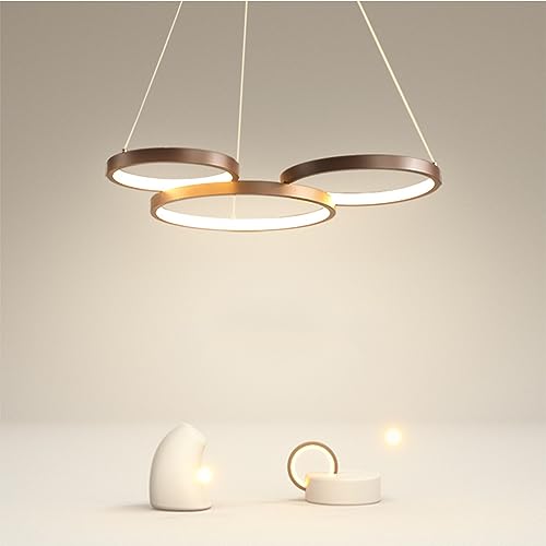 Moderne LED Pendelleuchte Dimmbar Mit Fernbedienung Hängeleuchte Pendellampe Höhenverstellbar Hängelampe Kronleuchter für Wohnzimmer Esszimmer Büro Schlafzimmer Decken Lampe 52 * 43cm 34W Three rings von JINWELL