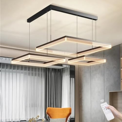 Pendellampe Esstischlampe LED Pendelleuchte Dimmbar Schwarz Esszimmer Hängeleuchte Modern Hängelampe Wohnzimmer Küchen Hängend Kronleuchter Hoehenverstellbar Schlafzimmer Büro Bar Lampe(40+60+80cm) von JINWELL