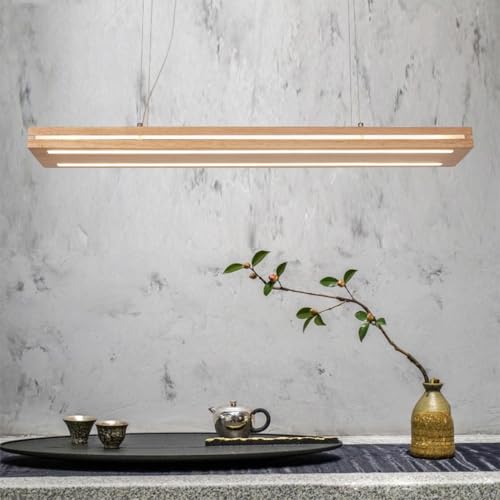 Pendelleuchte Esstisch LED Hängelleuchte Holz Rustikal Dimmbar 50W Mit Den Fernbedienung Pendellampe Höhenverstellbar Moderner Hängellampe Harzleuchter Für Küche Wohnzimmer Büro Cafe Kronleuchter von JINWELL