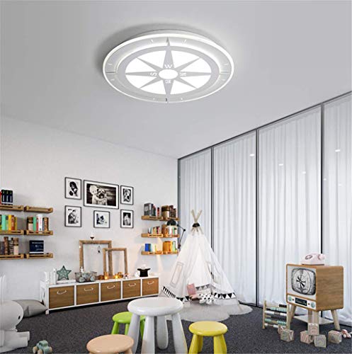 Runde Deckenleuchte Für Kinder Compass Led Deckenlampe Fernbedienung Acryl Lampenschirm Jungenzimmer Schlafzimmer Esszimmer Kinderzimmer Kreatives Wohnzimmer Augenschutz Lampe,6000k,42CM20W von JINWELL