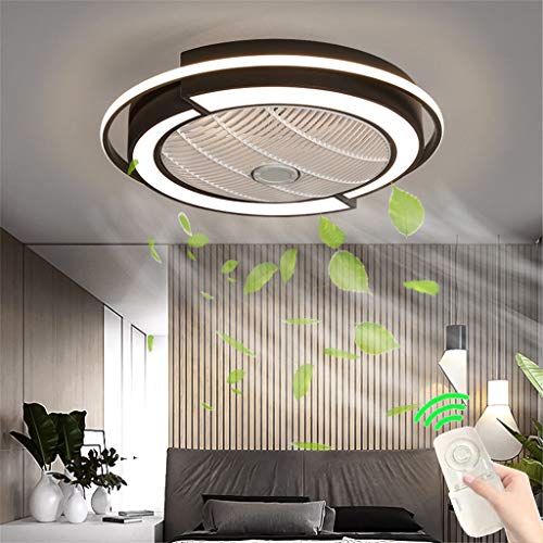 JINWELL Unsichtbares Fan Deckenventilator LED Licht Einstellbare Windgeschwindigkeit Dimmbar Moderne Deckenleuchte Für Leise Ventilator Schlafzimmer Wohnzimmer Esszimmer Lamp Schwarz 58X20CM von JINWELL