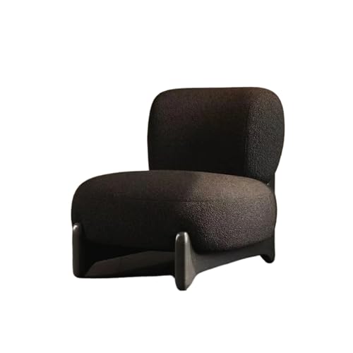 JINWPXSR Einfaches Einzelsofa Stuhl Wohnzimmer Lammwolle Massivholz Lounge Home Decor Möbel Kunst(Black) von JINWPXSR
