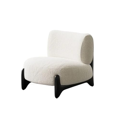 JINWPXSR Einzelsofastuhl Cremefarbener Stil Sitz Balkon Massivholz Wohnzimmer Kleine Wohnung Faul Einfache Freizeit Wollsamtstühle(White - Wool Velvet) von JINWPXSR