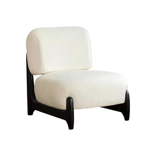 JINWPXSR Retro Einfache Einzel Sofa Stuhl Wohnzimmer Lamm Wolle Massivholz Lounge Home Decor Möbel(White) von JINWPXSR