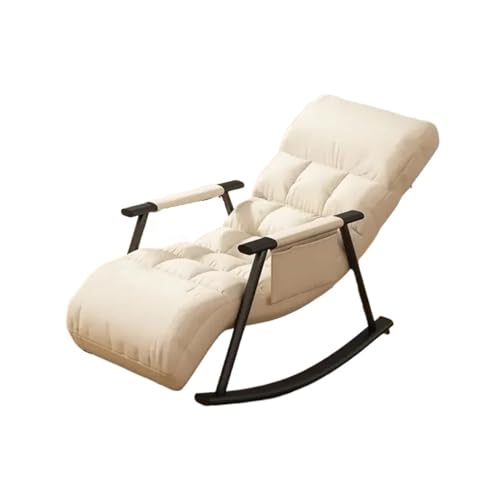 JINWPXSR Schaukelstuhl Loungesessel Einzelbett Relaxliege Balkonsessel(Off White) von JINWPXSR