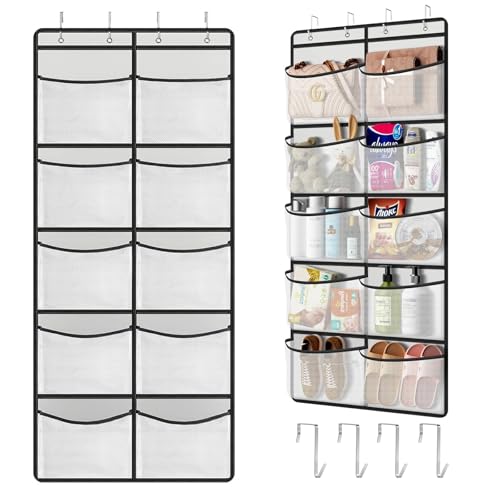 JINXIAN 1 Stück Tür Organizer Hängend mit 10 Netztaschen und 4 Haken Hängeaufbewahrung Kuscheltier Aufbewahrung Multifunktionale für Taschen Organizer Schlafzimmer Badezimmer von JINXIAN