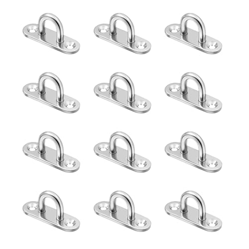 JINXIAN 12 Stück Deckenhaken Schwerlast M5 U-Förmiger Deckenhaken Augplatte Edelstahl Augplatten mit öse für Bis Zu 80 Kg für Deckbeschläge Decke Augplatte Hängematten von JINXIAN