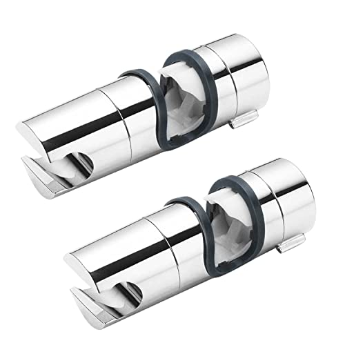 JINXIAN 2 Stk Universal Handbrause Halterung Duschkopfhalterung 18-25 mm verstellbar Brausehalter für Slide Bar Duschhalterung 360° drehbar Brausehalter für Bad Duschstange,ABS, Verchromt von JINXIAN