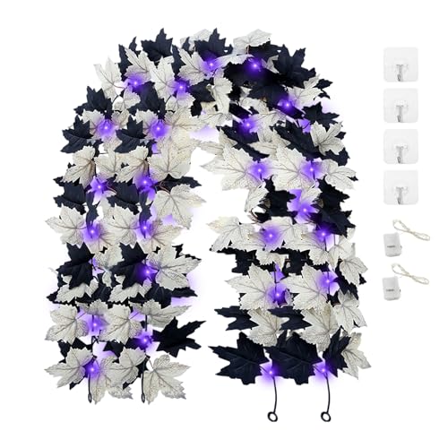 JINXIAN 2 Stück Herbstgirlande Künstliche Ahornblätter Girlande 175 cm Künstlich Herbstdeko für Partys Halloween Tischdeko Türen Kamine Herbst Deko Outdoor von JINXIAN