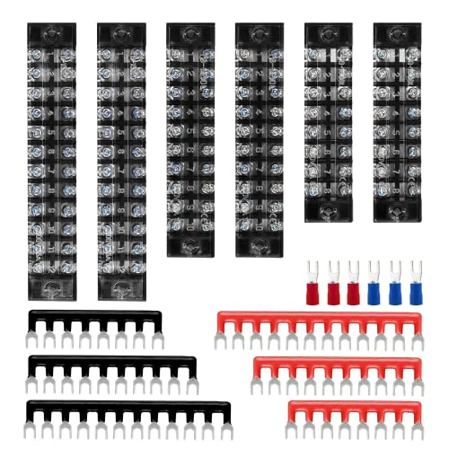 JINXIAN 6 Stück Schraubklemmenblock Doppelreihige 8/10/12 Position Klemmenleiste 600V 15A Schraubklemme Leiste Schraubklemmenleiste mit Schutzhülle Vorisolierte Terminal Barrier Strip klemmleiste Kit von JINXIAN