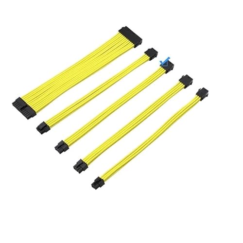 JINYINGHUA Modul-Netzadapter-Verlängerungskabel MB24P CPU8P GPU6+2P PCI-E6P 5-teiliges Set (gelb) von JINYINGHUA