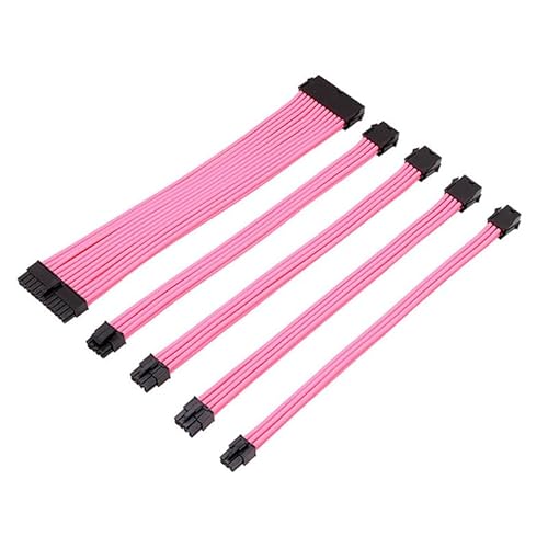 Netzteil-Verlängerungskabel für MB24P CPU8P GPU6+2P PCI-E6P Modul, 5-teiliges Set (Pink) von JINYINGHUA