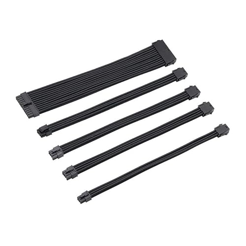 Netzteil-Verlängerungskabel für MB24P CPU8P GPU6+2P PCI-E6P Modul, 5-teiliges Set (Schwarz) von JINYINGHUA