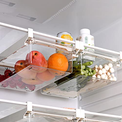 JINYISI 2 Stück Kühlschrank-Schubladen-Organizer, Kühlschrank-Organizer, Eierbehälter für Kühlschrank, Kühlschrankschublade für Obst und Gemüse, passend für Kühlschrankregal unter 1,5 cm von JINYISI