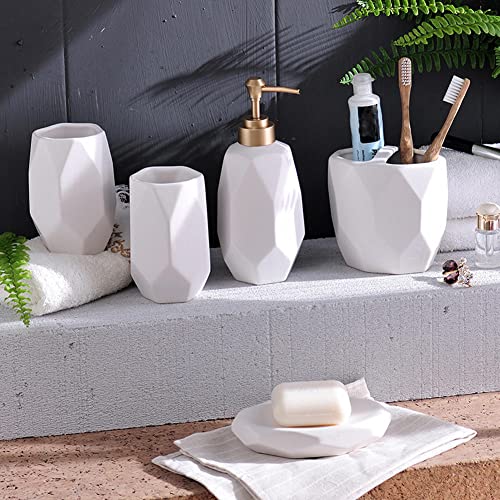 JINYISI Badezimmer-Zubehör-Set, 5-teiliges Keramik-Badezimmerzubehör-Set, Zahnbürstenhalter-Set, Badezimmer-Set, Zubehör (schwarz/weiß) von JINYISI