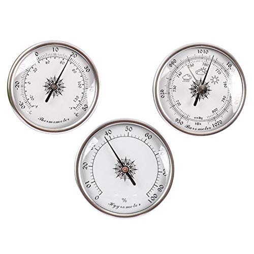 JINYISI Barometer, Thermometer, Hygrometer, Barometer, Barometer für Zuhause, barometrisches Manometer, 3 Stück/Set analoge Wetterstation, Silber von JINYISI