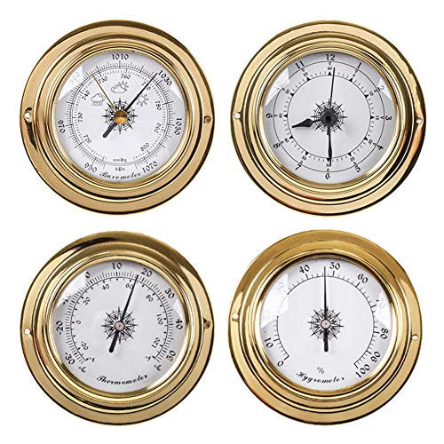 JINYISI Barometer, Thermometer, Hygrometer, Barometer für Zuhause, Luftdruckmesser, 4 Stück/Set analoge Wetterstation von JINYISI