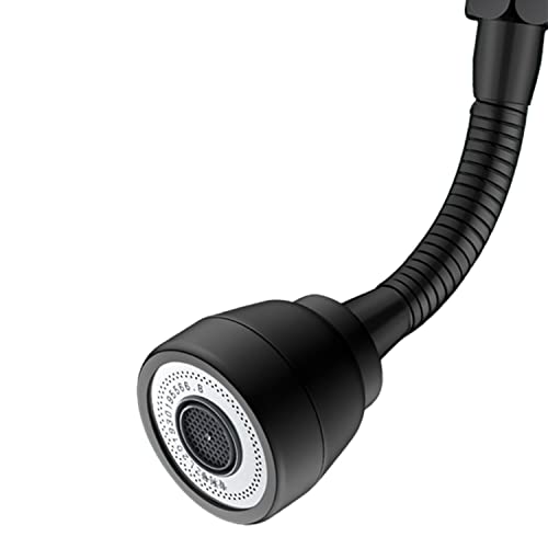 JINYOMFLY Wasserhahn Aufsatz Verlängerung, 3 Modi Multifunktionaler Verlängerungshahn 360° Drehbarer, Wasserhahn Luftsprudler Schwarz, Faucet Extender mit Adapter für M22/M24 (Schwarz) von JINYOMFLY