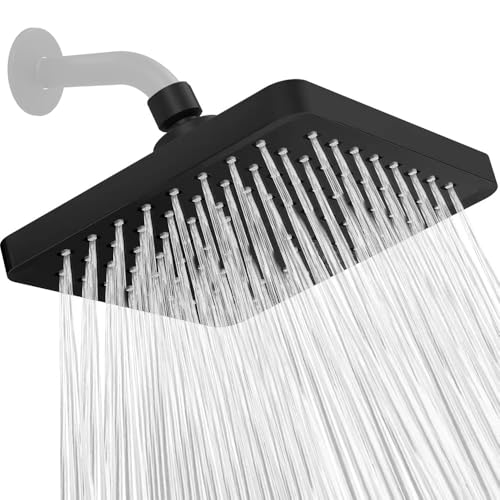 JINYOMFLY Kopfbrause Regendusche Schwarz, 6 Zoll Duschkopf Regendusche Wassersparend, Hochdruck Duschkopf für Gartendusche, Überkopfbrause Kopfbrausen Verstellbar, Quadratisch JINYOMFLY Kopfbrause Regendusche Schwarz, 6 Zoll Duschkopf Regendusche Wassersparend, Hochdruck Duschkopf für Gartendusche, Überkopfbrause Kopfbrausen Verstellbar, Quadratisch von JINYOMFLY