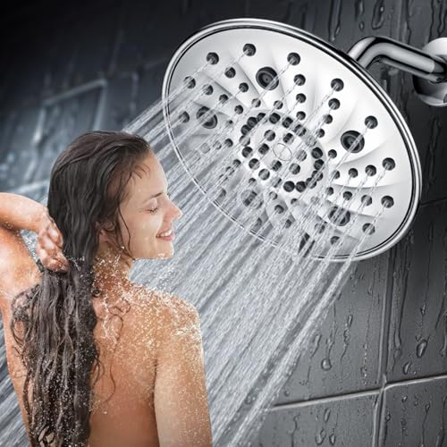 JINYOMFLY Kopfbrause Regendusche 7 Duschmodi, 8 Zoll Multifunktional Duschkopf Regendusche, Hochdruck Kopfbrause Wassersparend, Regenduschkopf Wasserfall-Duschkopf Verstellbarer von JINYOMFLY