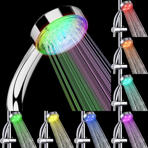 JINYOMFLY LED Duschkopf mit Farbwechsel, Duschkopf mit Lichter, LED Handbrause 7 Farben Licht Automatische, Duschbrause LED Farbwechsel, Wassersparend Handbrause Dusche LED von JINYOMFLY