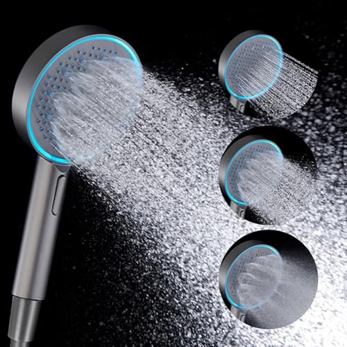 JINYOMFLY LED Duschkopf mit Lichter, Duschkopf mit LED Beleuchtung, 15CM Duschkopf Farbwechsel, 3 Duschmodi Duschbrause Licht, Duschkopf Licht mit Flüssigsilikon-Düse von JINYOMFLY