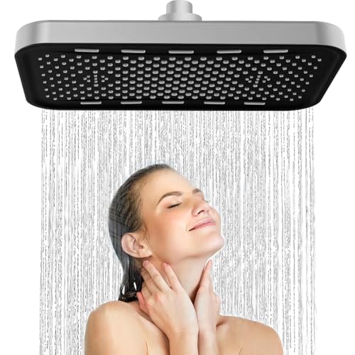 JINYOMFLY Großer Regendusche Duschkopf, 14 Zoll Grosser Duschkopf Regen xxl, 360° Verstellbarer Kopfbrause Regendusche, Selbstreinigende Groß Duschbrause Regendusche von JINYOMFLY