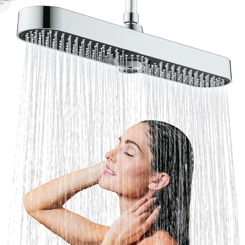 JINYOMFLY Duschkopf Regendusche Groß, 19 Zoll Kopfbrause Regendusche Gross, 3 Duschmodi Großer Duschkopf Regen xxl, Chrom von JINYOMFLY