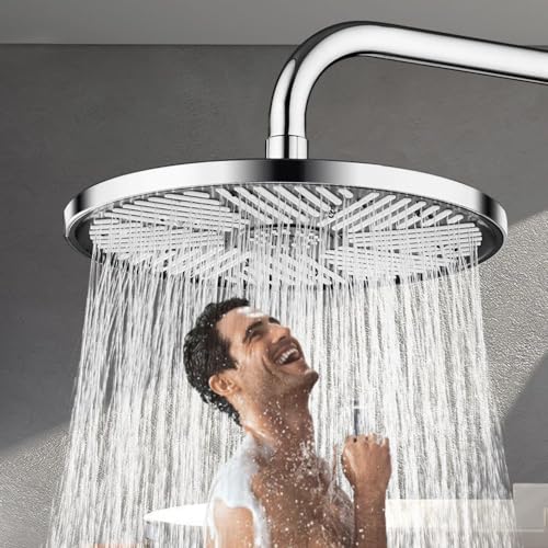 JINYOMFLY Regendusche Duschkopf 10 Zoll, Groß Duschkopf Regendusche Wassersparend, Kopfbrausen mit Anti-Kalk-Düsen, Duschkopf Gartendusche Hochdruck Kopfbrause Wassersparend, Runder von JINYOMFLY