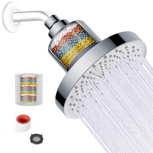 JINYOMFLY Regendusche mit Filterpatrone, Hochdruck Kopfbrause Wassersparend, Wasserfall-Kopfbrause Verstellbarer, Duschkopf Regendusche Runder, mit Selbstreinigend Silikondüse von JINYOMFLY