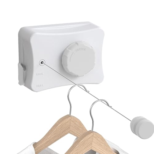 JINYOMFLY Wäscheleine Ausziehbar Balkon Wandmontage, Einziehbare Wäscheleine ohne Bohren mit 5,1M Edelstahl, Wandwäscheleine zum Ausziehen, für Hotel Waschküche von JINYOMFLY