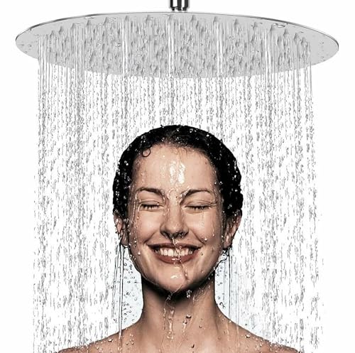 JINYOMFLY 8 Zoll Regendusche Duschkopf aus 304 Edelstahl, Regenduschkopf Verstellbarer, Kopfbrause mit Anti-Kalk-Düsen, Duschkopf Regendusche mit Selbstreinigenden Düsen (Rund) von JINYOMFLY