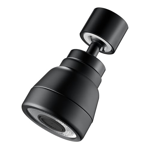 JINYOMFLY 3 Modi Wasserhahn Aufsatz Verlängerung, 360° Drehbarer Multifunktionaler Verlängerungshahn, Wasserhahn Luftsprudler Schwarz, Faucet Extender mit Adapter für Bad und Küche (Schwarz 1) von JINYOMFLY