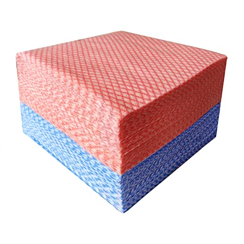 JINYUDOME Wiederverwendbare Reinigungstücher, Stück waschbare Küchentücher, Geschirrtücher und Mehrzweck-Reinigungstücher, saugfähig und fusselfrei (Blau und Rot) von JINYUDOME