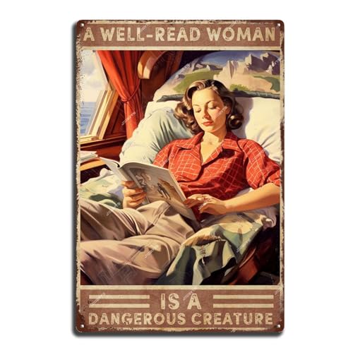 Aluminiumschild, Metall-Blechschild, Aufschrift "A Well Read Woman is a Dangerous Creature", Blechschild für Männer, Höhle, Garage, Zuhause, Wanddekoration, 20,3 x 30,5 cm Aluminiumschild, Metall-Blechschild, Aufschrift "A Well Read Woman is a Dangerous Creature", Blechschild für Männer, Höhle, Garage, Zuhause, Wanddekoration, 20,3 x 30,5 cm von JIOBVTS