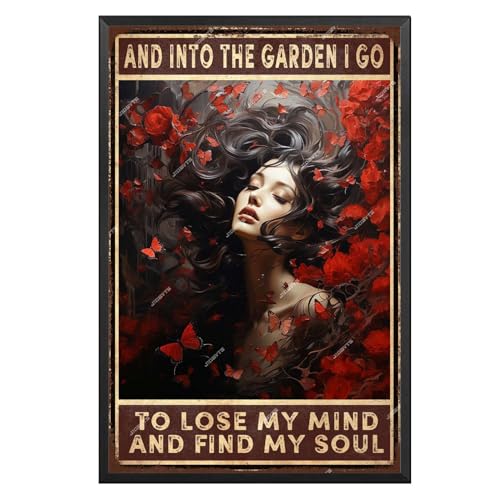 Aluminiumschild, Metall-Blechschild, Retro-Schild mit Aufschrift "And to The Garden I Go to Lose My Mind and Find My Soul", für Garten, Retro, Geschäft, Café, 20,3 x 30,5 cm, mit schwarzem Metall Aluminiumschild, Metall-Blechschild, Retro-Schild mit Aufschrift "And to The Garden I Go to Lose My Mind and Find My Soul", für Garten, Retro, Geschäft, Café, 20,3 x 30,5 cm, mit schwarzem Metall von JIOBVTS