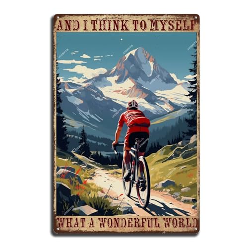 Aluminiumschild, Metallschild mit englischer Aufschrift "Cycling and I Think to Myself What A Wonderful World", Blechschild für Wohnzimmer, Schlafzimmer, Badezimmer, Garage, Dekoration, 20,3 x 30,5 cm Aluminiumschild, Metallschild mit englischer Aufschrift "Cycling and I Think to Myself What A Wonderful World", Blechschild für Wohnzimmer, Schlafzimmer, Badezimmer, Garage, Dekoration, 20,3 x 30,5 cm von JIOBVTS