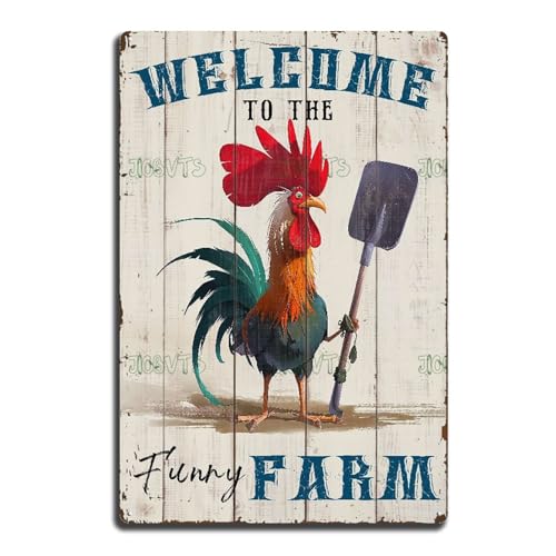 Retro-Aluminiumschild "Welcome to The Funny Farm", Vintage-Blechschild, Vintage-Hühnerstall, Blechposter, lustiges Bauernhof, Landhaus, Hühnerstall, Retro-Blechschilder, 20,3 x 30,5 cm Retro-Aluminiumschild "Welcome to The Funny Farm", Vintage-Blechschild, Vintage-Hühnerstall, Blechposter, lustiges Bauernhof, Landhaus, Hühnerstall, Retro-Blechschilder, 20,3 x 30,5 cm von JIOBVTS