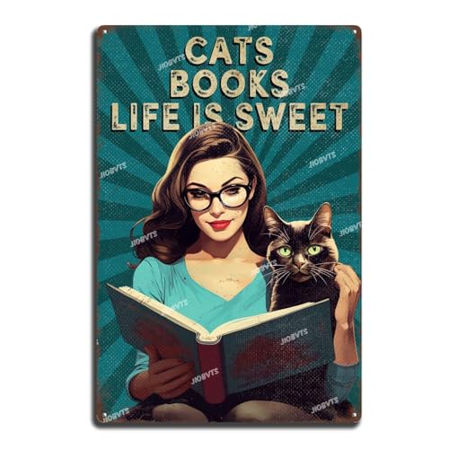 Vintage Art Blechschild Bücher Katzen Life is Blechschild Vintage Kunst Wanddekoration Schild für Garten Retro Store Cafe 20,3 x 30,5 cm Vintage Art Blechschild Bücher Katzen Life is Blechschild Vintage Kunst Wanddekoration Schild für Garten Retro Store Cafe 20,3 x 30,5 cm von JIOBVTS