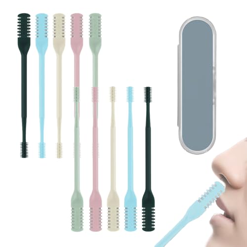 2-in-1-Nasenhaarschneider, 360° rotierender Nasenhaarschneider mit Ohrstöpsel, schmerzfreier Nasen- und Ohrhaarschneider für Damen und Herren, tragbares Pflegetool für unterwegs (10 PCS) von JIOFUGH