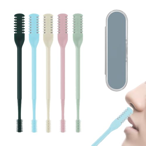 2-in-1-Nasenhaarschneider, 360° rotierender Nasenhaarschneider mit Ohrstöpsel, schmerzfreier Nasen- und Ohrhaarschneider für Damen und Herren, tragbares Pflegetool für unterwegs (5 PCS) von JIOFUGH