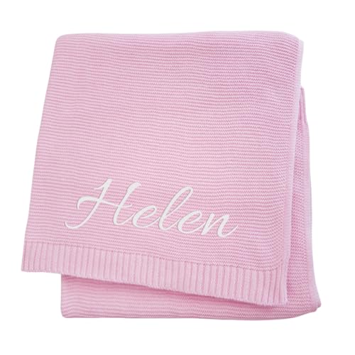 JIOJOG Decke Personalisiert Baby, Personalisierte Baumwoll Baby Decke mit Namen - Geschenke Zur Geburt Mädchen/Junge Personalisiert, Gilt Decken für Kinderwagen und Kinderzimmer, 75x100cm von JIOJOG