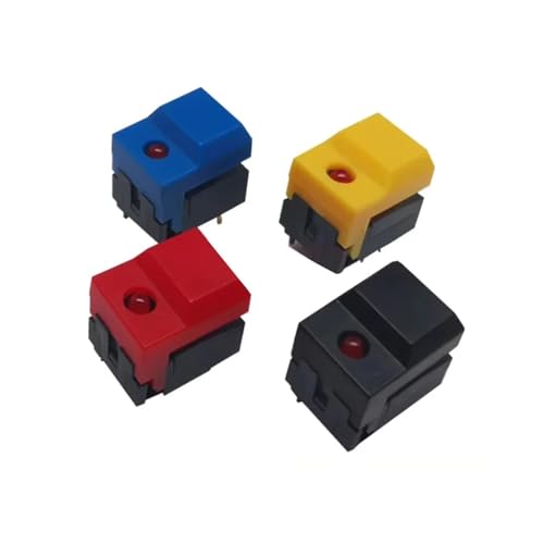 eufeifeiegds 4 STÜCKE PB86-A1/A0 Momentary Reset Quadratischer Druckknopf mit LED-Tacct-Schalter 6 Pins SPDT PCB-Montage for Bühnenausrüstung Größe 12x17 wefeiegds(Blu) von JIOYUNG