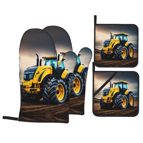 Company Farm Traktor Ofenhandschuhe und Topflappen, rutschfest, Küchenhandschuh, zum Kochen, Backen, Grillen Company Farm Traktor Ofenhandschuhe und Topflappen, rutschfest, Küchenhandschuh, zum Kochen, Backen, Grillen von JIPOFD