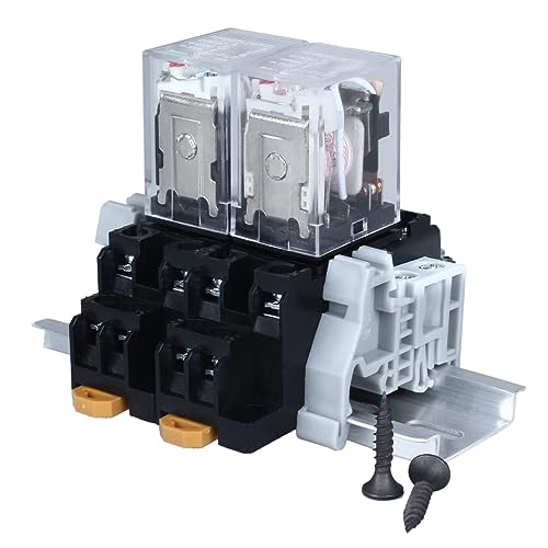 2× Elektromagnetisches Relais 220V AC 5A Spule Leistungsrelais 8 Pins 2NO 2NC HH52PL MY2 Wechsler mit Kontrollleuchte mit Steckdose mit Hutschiene Hutschienenrelais Hutschienensockel von JIQI