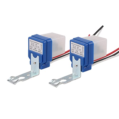 JIQI 2× Dämmerungsschalter Dämmerungssensor 12V AC/DC 10A Automatisch Lichtschalter Straßenlichtschalter Fotozelle Lichtsensor Twilight Switch Photoschalter Lichtsteuerungsschalter für Außenbereich von JIQI
