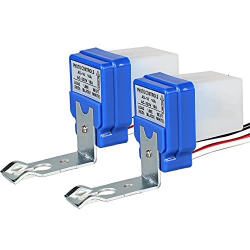 JIQI 2× Dämmerungsschalter Dämmerungssensor 220V AC 10A Automatisch Lichtschalter Straßenlichtschalter Fotozelle Lichtsensor Twilight Switch Photoschalter Lichtsteuerungsschalter für Außenbereich von JIQI