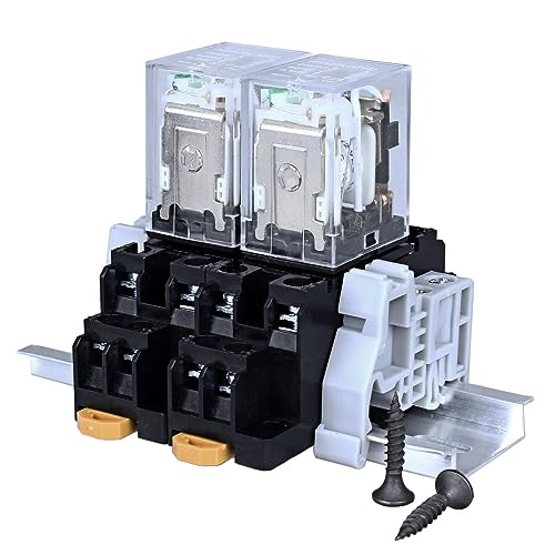 2× Elektromagnetisches Relais 12V DC 5A Spule Leistungsrelais 8 Pins 2NO 2NC HH52PL MY2 Wechsler mit Kontrollleuchte mit Steckdose mit Hutschiene Hutschienenrelais Hutschienensockel 2× Elektromagnetisches Relais 12V DC 5A Spule Leistungsrelais 8 Pins 2NO 2NC HH52PL MY2 Wechsler mit Kontrollleuchte mit Steckdose mit Hutschiene Hutschienenrelais Hutschienensockel von JIQI