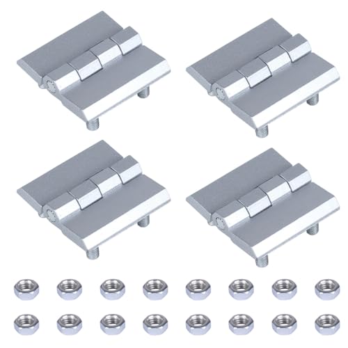 JIQI Mattsilberfarbenes Klappscharnier für Schuppen, quadratisch, mit Pfosten und Muttern, für Schrank, Möbel, Schublade und Schaltkasten für schwere Geräte, 4 Stück, Metall, 40 x 40 mm von JIQI