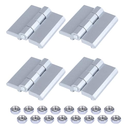 JIQI Mattsilberfarbenes Klappscharnier für Schuppen, quadratisch, mit Pfosten und Muttern, für Schrank, Möbel, Schublade und Schaltkasten für schwere Geräte, 4 Stück, Metall, 50 x 50 mm von JIQI